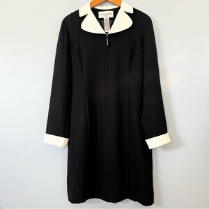 Evan-Picone Petite Black Dress with Contrast Collar Size 8P